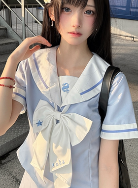 十一封信JK【岚音女子】蓝紫色原创水手服制服女短袖萌软可爱套装