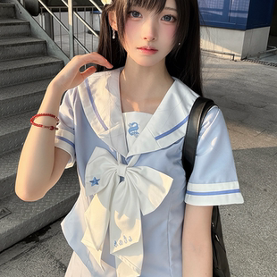 十一封信JK【岚音女子】蓝紫色原创水手服制服女短袖萌软可爱套装