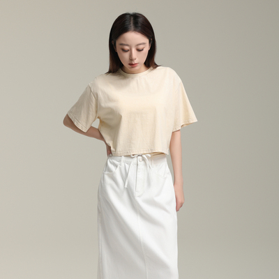 AIRIQI奥莱女装圆领短袖时尚舒适极简百搭显瘦短款T恤AX42TX562