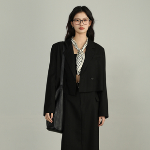 AIRIQI奥莱女装百着梭织H型中长款西装外套BR41XZ124