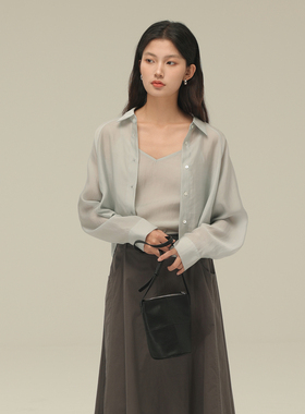 AIRIQI奥莱女装衬衫外套简约法式百搭舒适宽松显瘦套装AH42TZ719