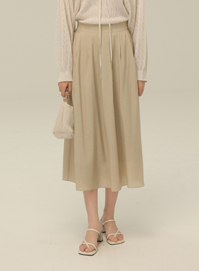 AIRIQI奥莱女装高腰半裙都市通勤极简宽松显瘦半身裙AH42BQ357