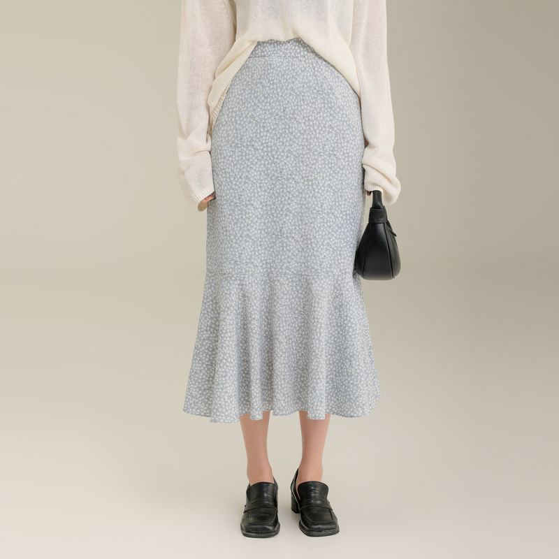 AIRIQI奥莱女装碎花半裙都市百搭显瘦宽松半身裙AH32BQ048