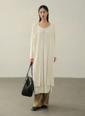 AIRIQI奥莱女装针织外套毛织极简大气法式长款开衫BR41KS244