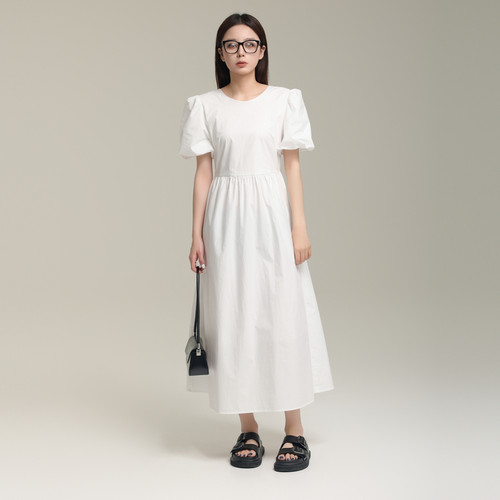 AIRIQI奥莱女装日系小白裙时尚百搭简约白月光连衣裙AY42LQ318