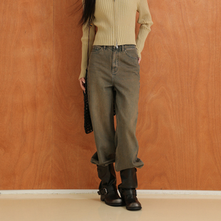 AIRIQI奥莱女装做旧复古牛仔裤时尚出街百搭显瘦直筒裤AI41NC100