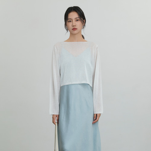 AIRIQI奥莱女装夏日罩衫都市百搭宽松显瘦短款圆领毛衫AH42MS230