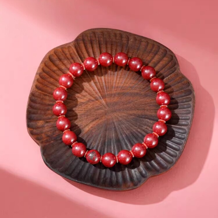 武当山正品朱砂手串女士高纯度紫金砂纯正转运本命年文创手链女