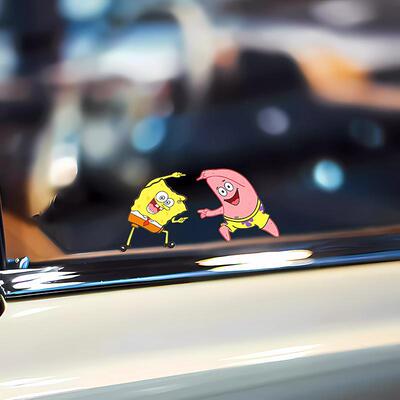 海锦宝宝车贴纸创意卡通派大星搞笑汽车电动车划痕遮盖装饰贴