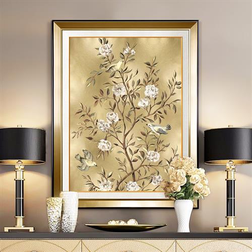 现代欧式发财树装饰画简约轻奢餐厅挂画走廊过道墙画入户玄关壁画图片