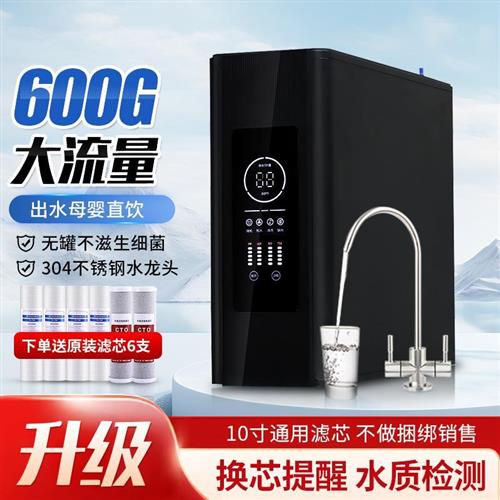 家用净水器直饮ro反渗透双出水自来水厨下式智能除垢纯净水机600G