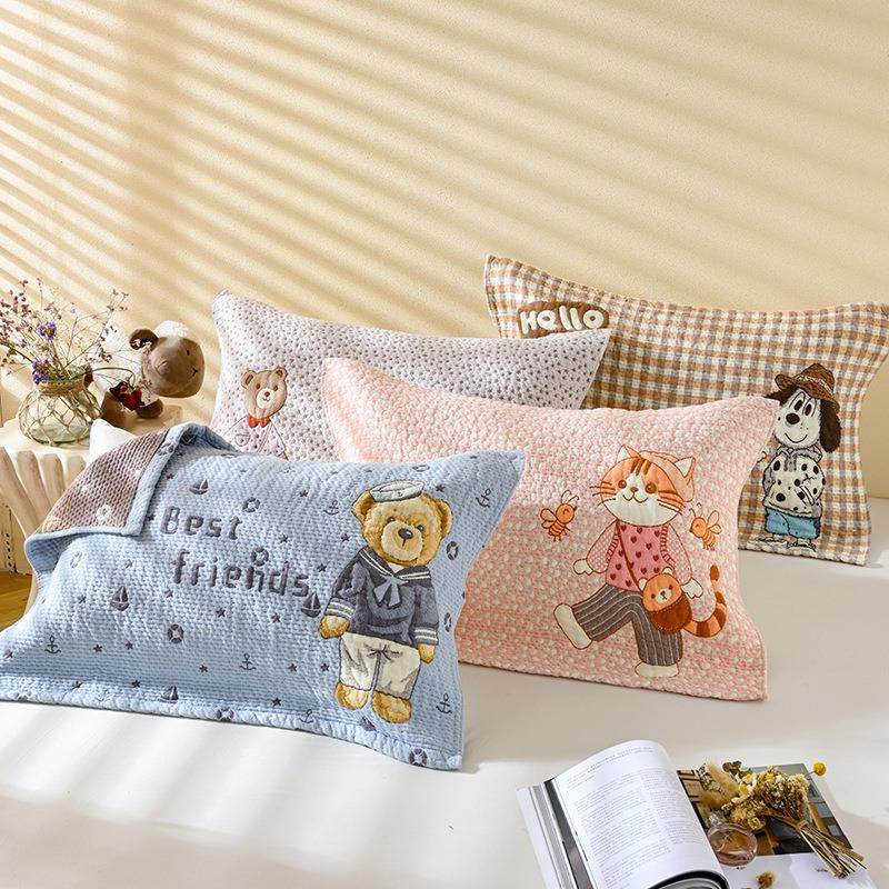 a类纯棉纱布枕巾柔软透气吸汗全棉枕头巾大人儿童家用四季款盖巾