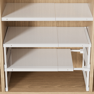 衣橱柜子内分层隔板免打孔收纳神器可伸缩置物架鞋柜隔断层整理板