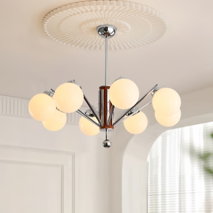 法式 中古客厅吊灯包豪斯复古魔豆实木奶油风书房主卧房间灯