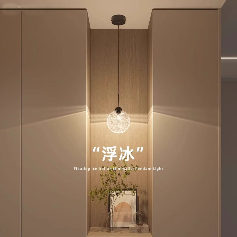 水晶浮冰小吊灯氛围感装饰卧室床头高级感轻奢入户玄关过道吊线灯
