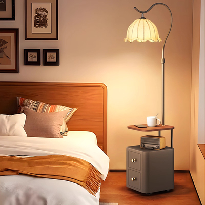 中古风沙发旁立式床头柜收纳一体