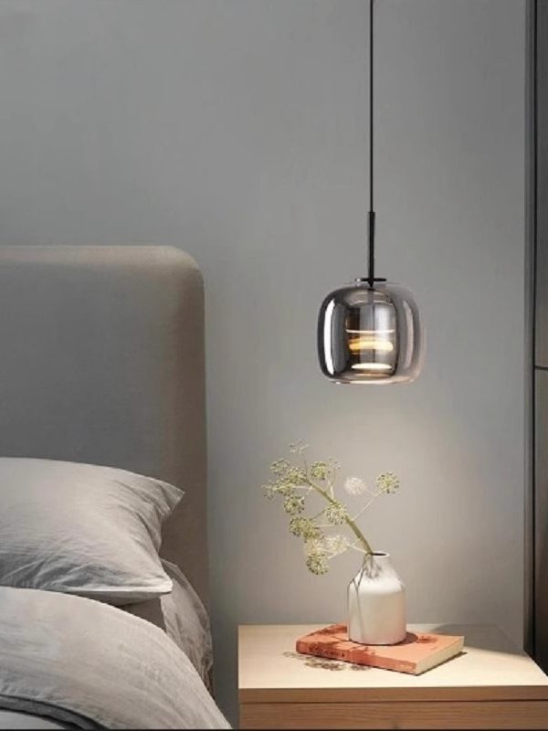 卧室床头吊灯现代简约创意高端灯豪华主卧室餐厅灯床头灯玻璃小吊