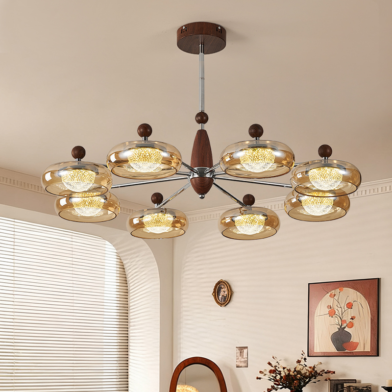 法式中古风胡桃木色餐厅吊灯