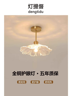 明装过玻璃走廊过道楼梯灯全铜玄关入户衣帽间荷叶阳台吸顶灯具