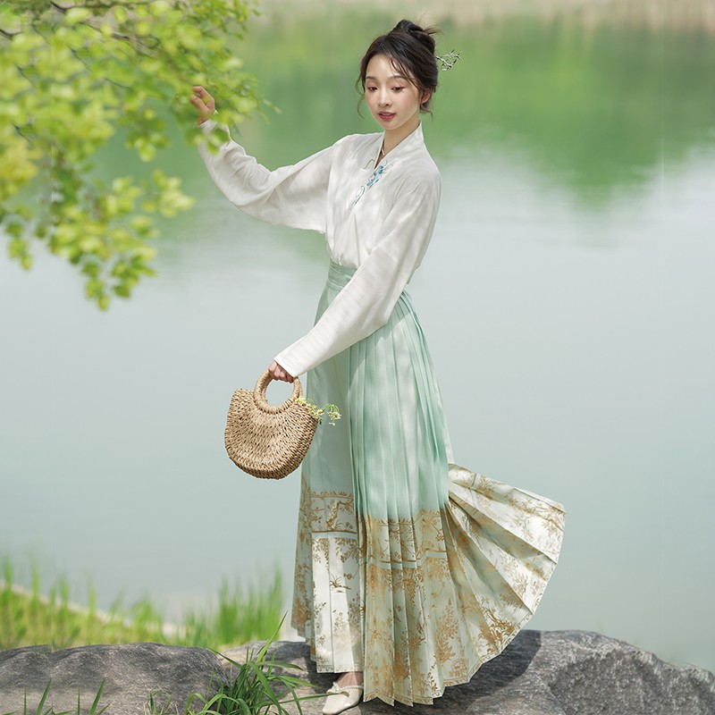 无衣饮羽【满庭芳】织金纱马面裙汉服日常五色夏季轻薄马面裙