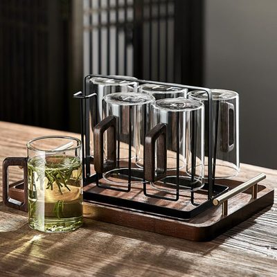 玻璃杯待客透明喝水杯子家用客厅套装茶杯水杯大容量办公室耐高温