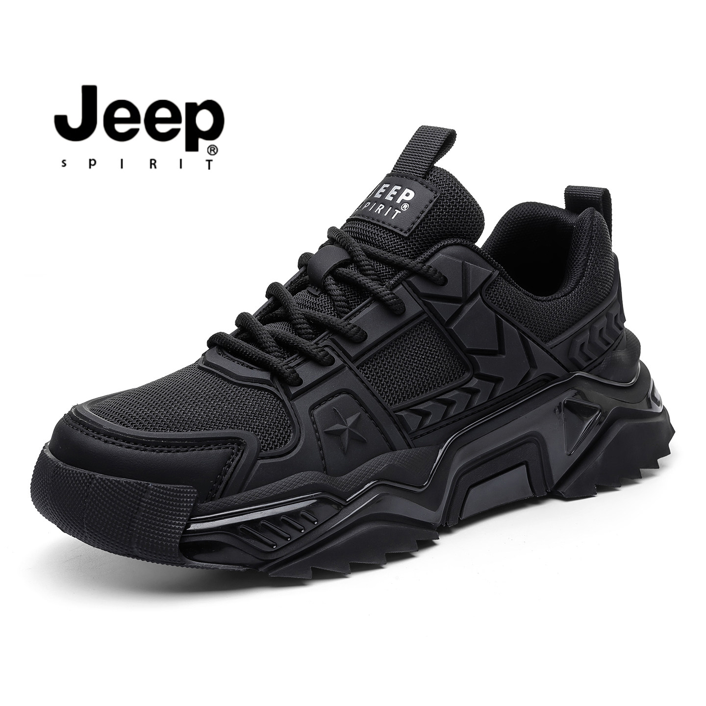 JEEP SPIRIT吉普男鞋2026秋季新款老爹鞋百搭休闲鞋黑色男运动鞋