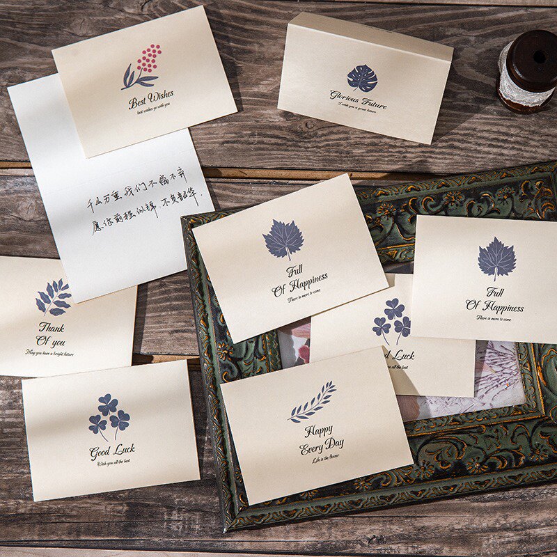 复古款毕业季贺卡生日感恩祝福卡片小卡节日商务牛皮纸留言卡信封