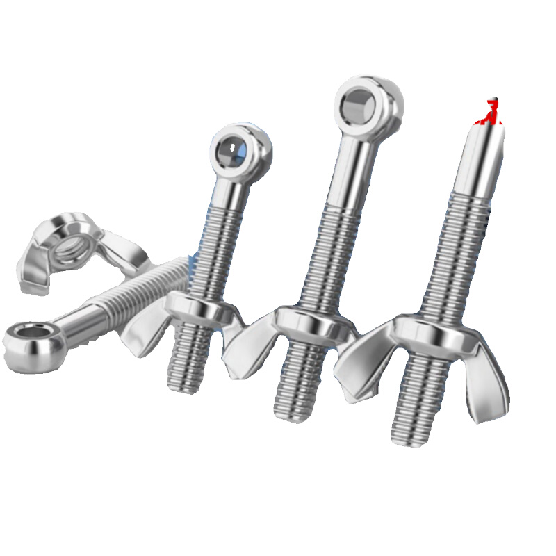 。304不锈钢活节螺栓蝶形螺母套装M5M6M8M10M12MM鱼眼带孔活接螺