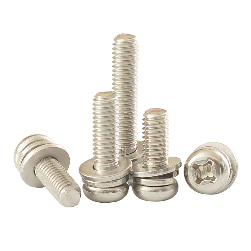 。M2M3M4M5M6不锈钢304圆头组合螺丝小盘头十字螺钉机牙螺栓9074.