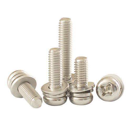 。M2M3M4M5M6不锈钢304圆头组合螺丝小盘头十字螺钉机牙螺栓9074.