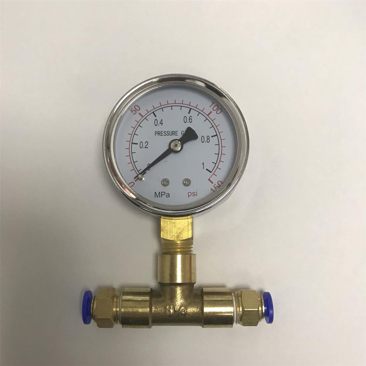 1mpa压力表 含连接外径6mm的气管三通接头 表直径60mm Y-60 1mpa