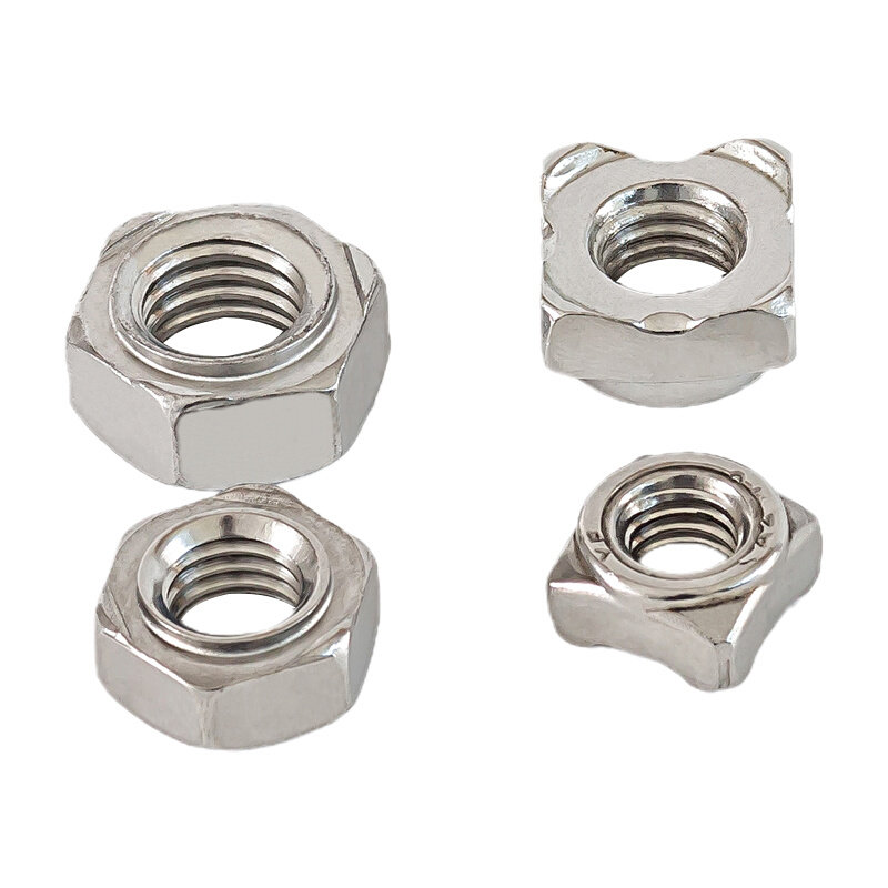 。304不锈钢六角焊接螺母四方点焊螺帽台阶碰焊无角M5M6M8M10M12M