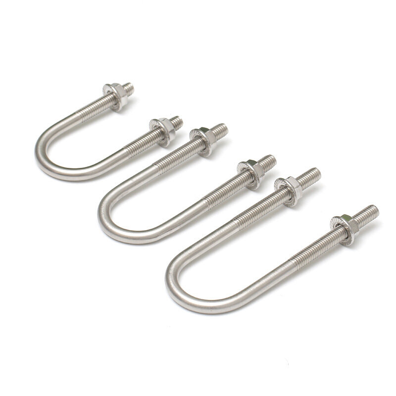 。304不锈钢U型螺栓防滑螺母套装U形螺丝卡扣水管抱箍骑马卡M6M8M