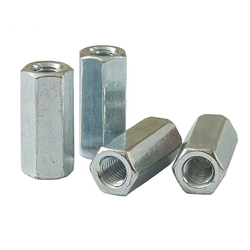 。镀锌加长六角螺帽加长圆型接头螺母螺杆丝杆连接螺丝帽M4M5M6-M
