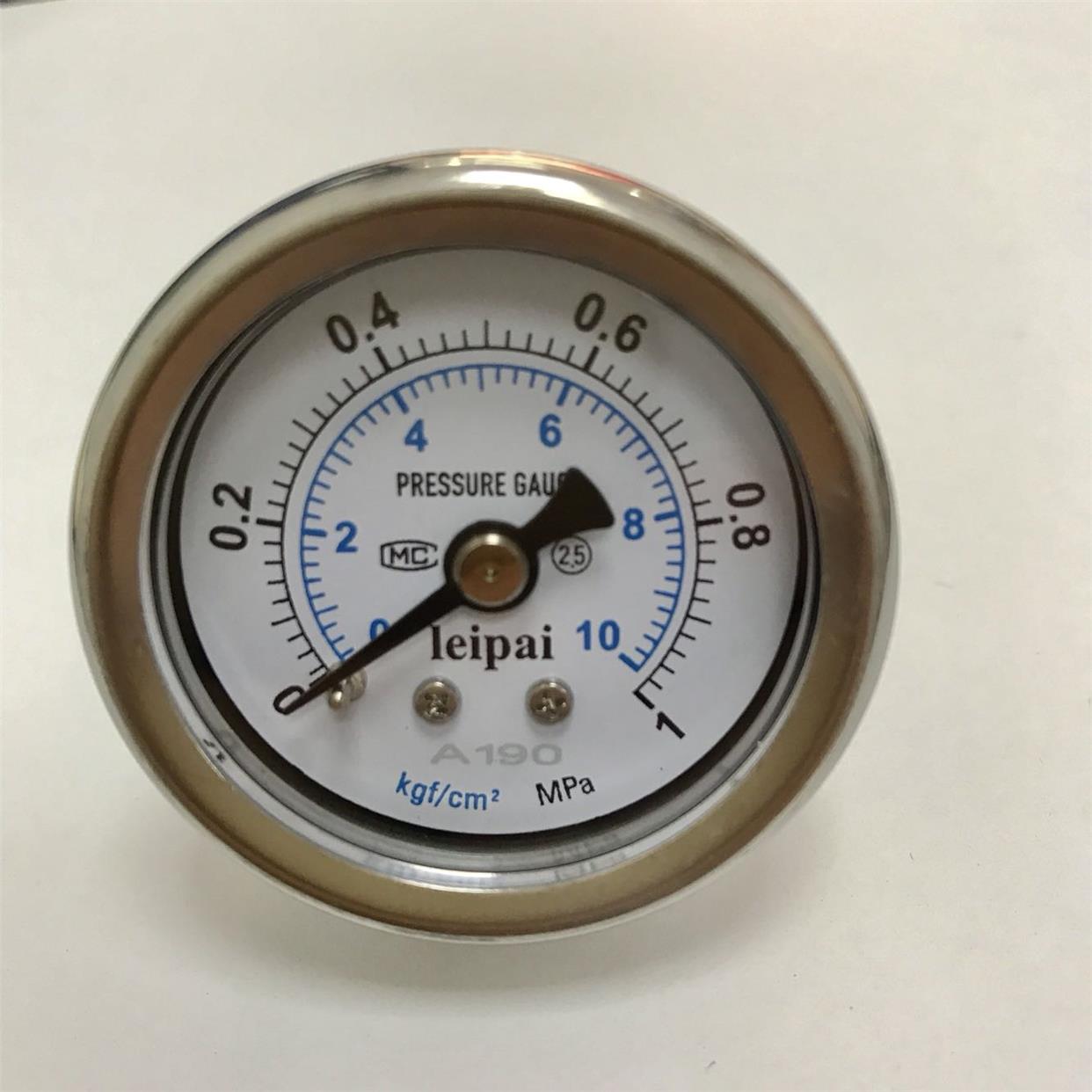 不锈钢压力表 轴向 0-10kgf/cm2 1mpa 直径40mm 前壳47mm 后41mm