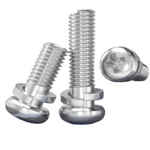 M6带弹垫GB9074.3盘头组合螺 304不锈钢圆头十字二组合螺丝M1.6