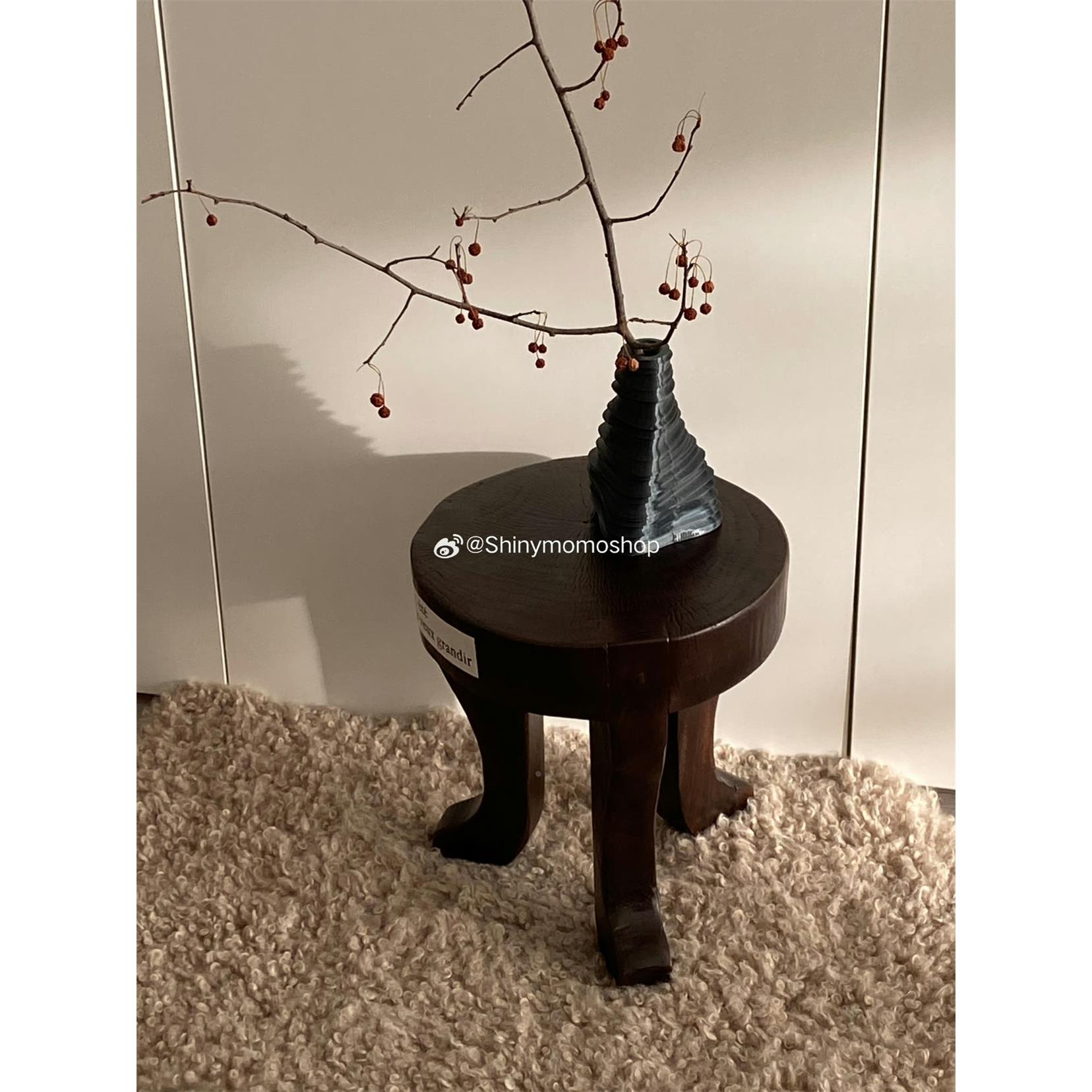 Shinymomo创意复古装饰木凳北欧实木矮凳ins博主诧寂风木墩摆件