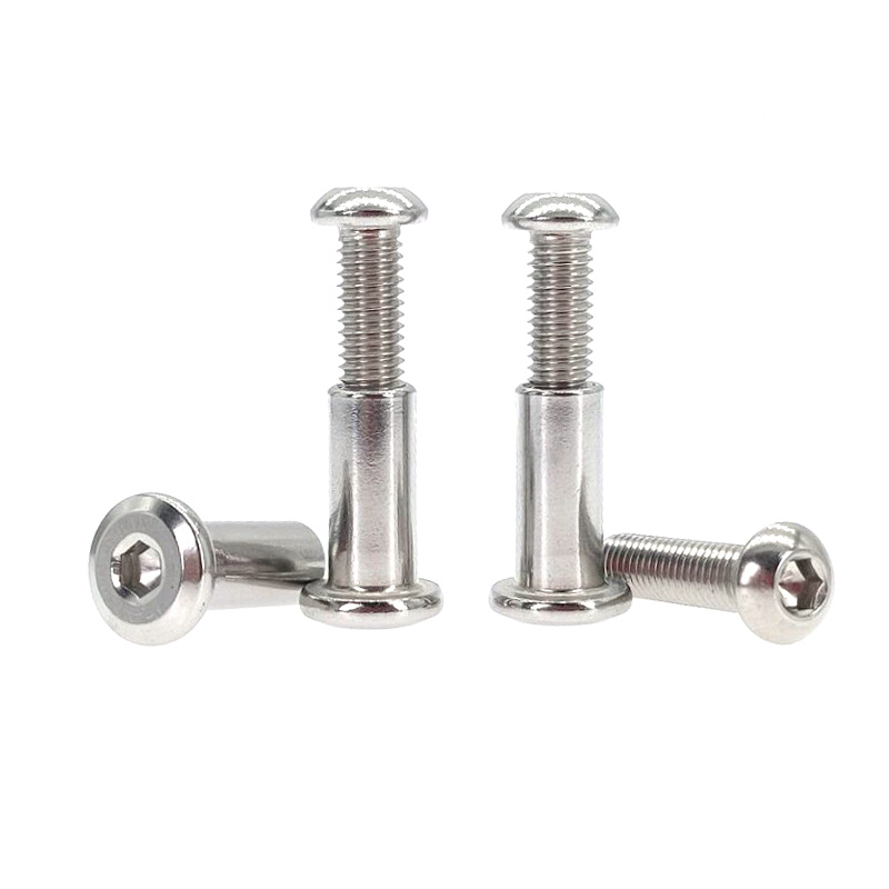 。M6M8 304不锈钢圆头内六角对锁螺丝对敲夹板儿童家具床连接杆螺