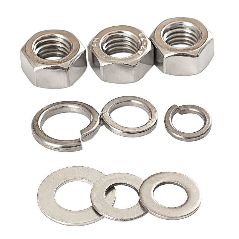。304/316/201不锈钢六角螺母平垫弹垫套装组合螺丝帽M3M4M5M6M8M
