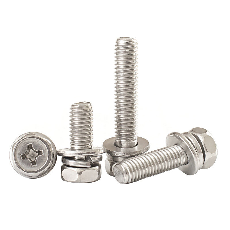 。M6 M8 304不锈钢外六角组合螺丝 十字凹穴六角组合螺钉M6*12-30,农用物资,苗木固定器/支撑器,淘宝优惠券,粉丝福利购,淘宝优惠卷