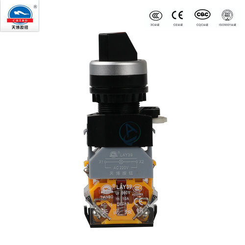 。天博 自锁旋转按钮LAY39C-11XD/2二档一开一闭带灯AC220V380V红