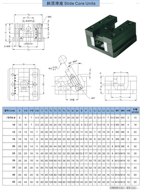 。斜顶滑座 DTK 万向斜顶滑座射稍斜顶 DTK8-45 斜导杆固定座