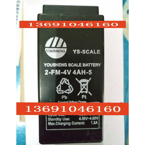。YOUSHENG电瓶 2-FM-4V 4AH-5 电子称 台秤 计价秤用蓄电池
