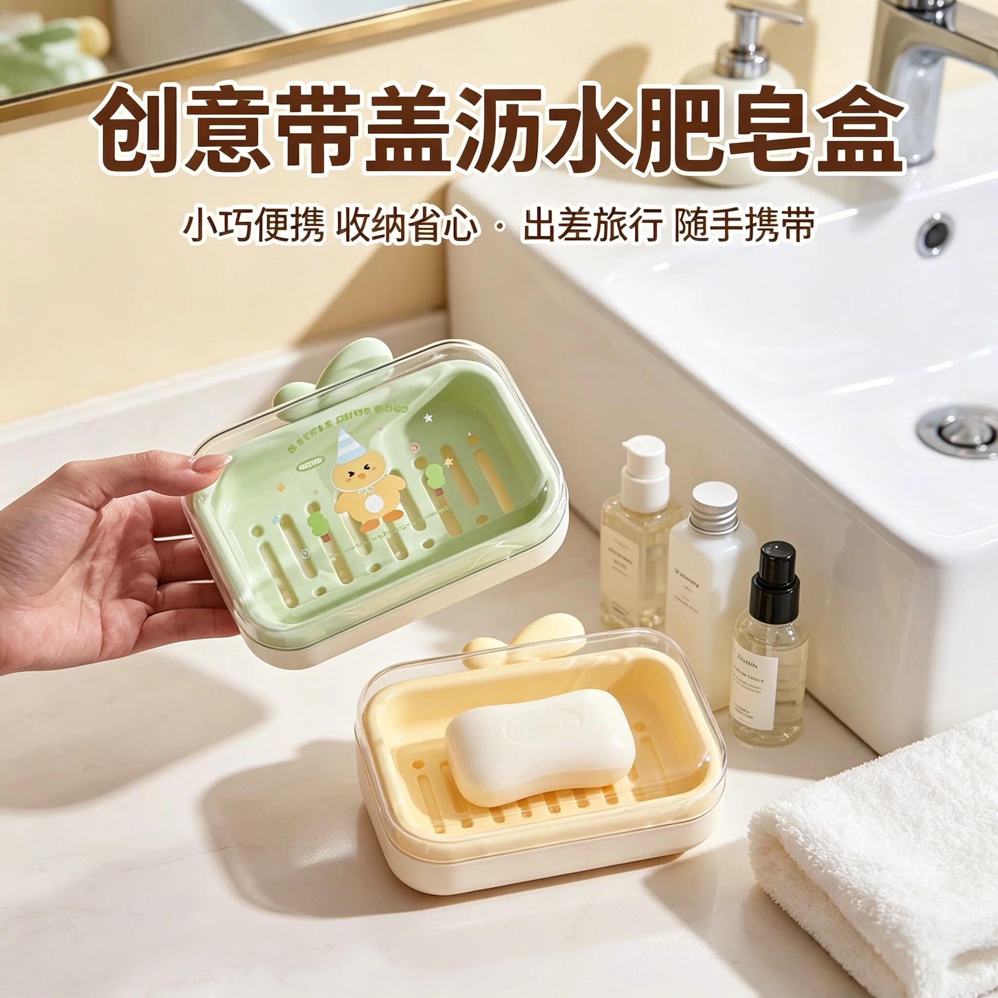 浴室肥皂盒旅行香皂盒便携沥水可爱家用洗手间学生宿舍洗衣皂盒