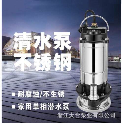 不锈钢潜水泵220V清水泵农用相边立式抽水泵潜污泵压泵自吸