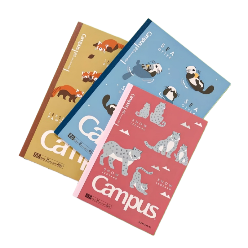 日本kokuyo国誉新意匠Campus濒危动物笔记本子高颜值可爱卡通记事本B5无线装订本a5中小学生日记本官方旗舰店