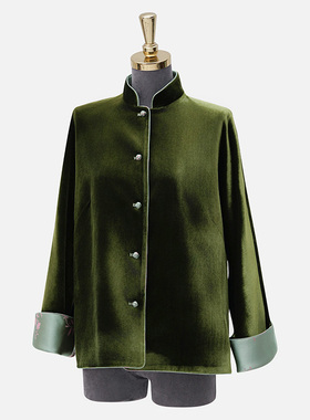 门里门外墨绿色丝绒双面穿外套BC24QW0592B