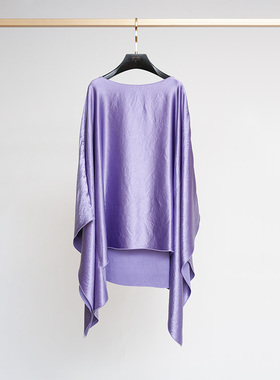 门里门外紫色/绿色醋酸绉缎一字领上衣BR25XS0914D/BR25XS0914E