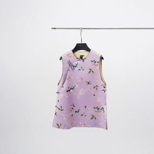 门里门外紫色枝蔓库缎提花马甲BC25QM1114A