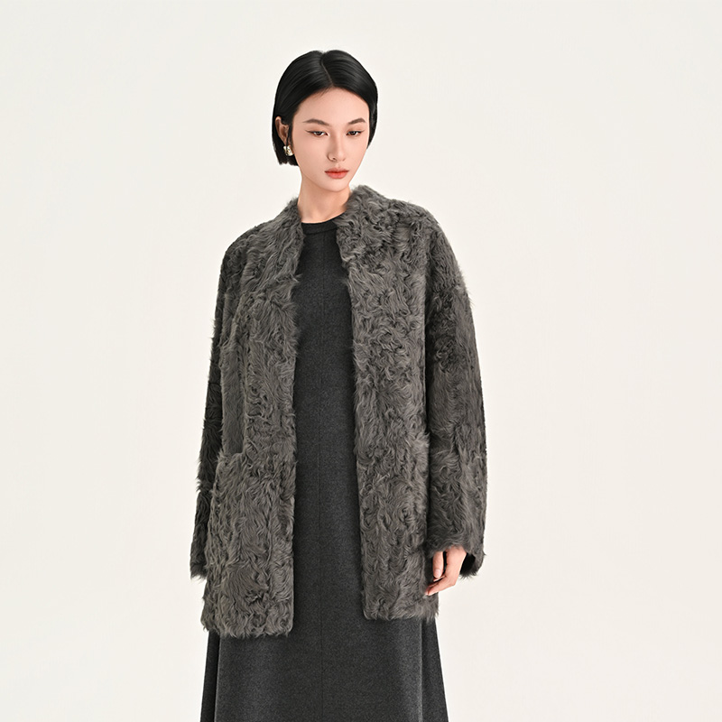 门里门外深灰小湖羊毛外套25W192
